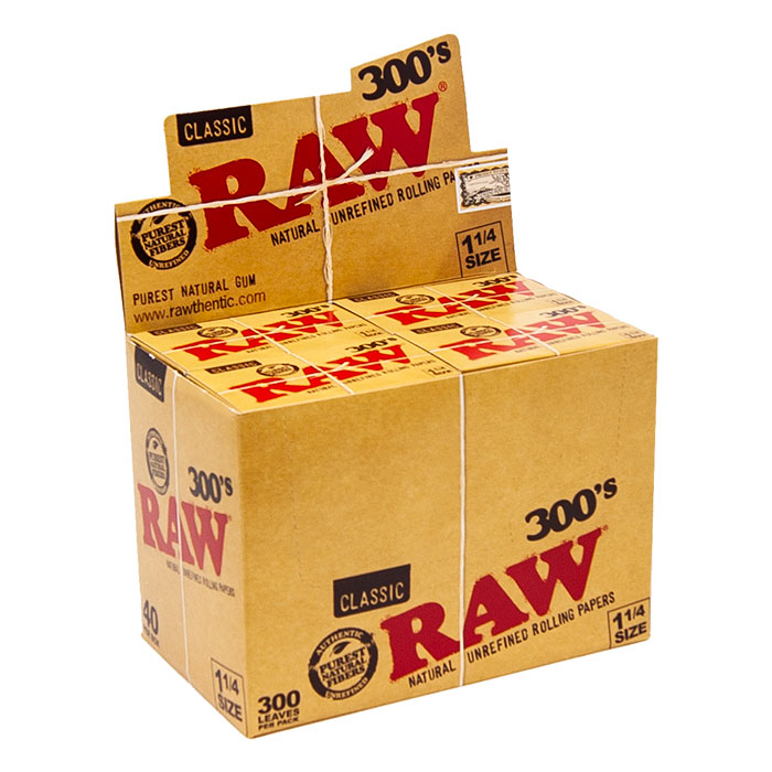 Raw Classic 300s Unrefined Rolling Paper 1.25 Display of 40