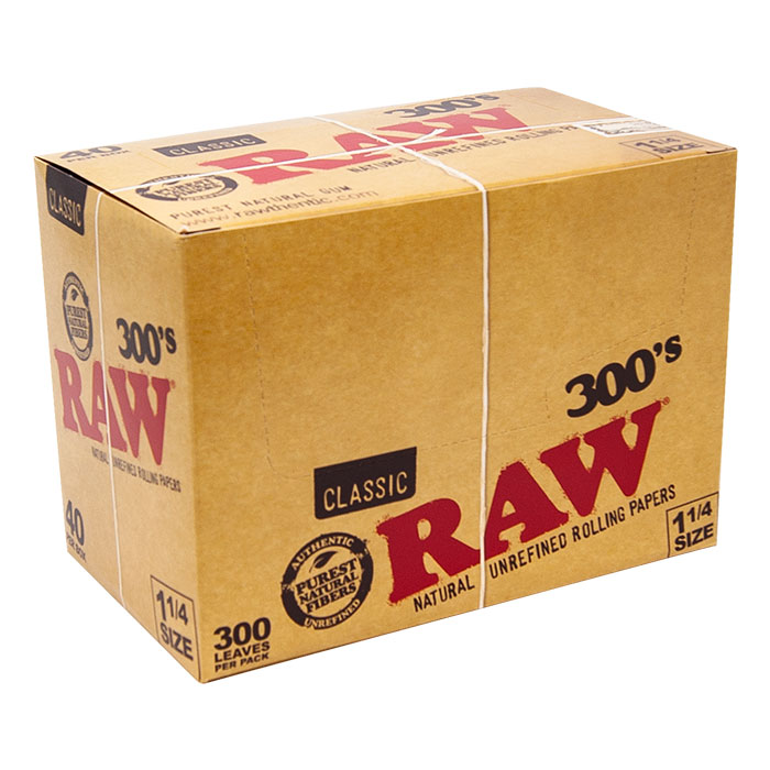 Raw Classic 300s Unrefined Rolling Paper 1.25 Display of 40