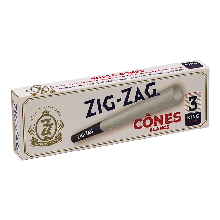 Zig Zag King Size White Cones Display of 24