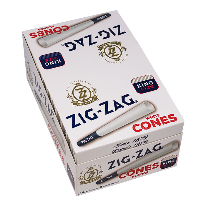 Zig Zag King Size White Cones Display of 24