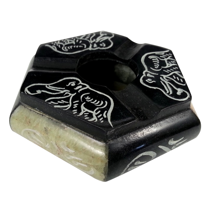 Hexagonal Carved Stone Ashtray