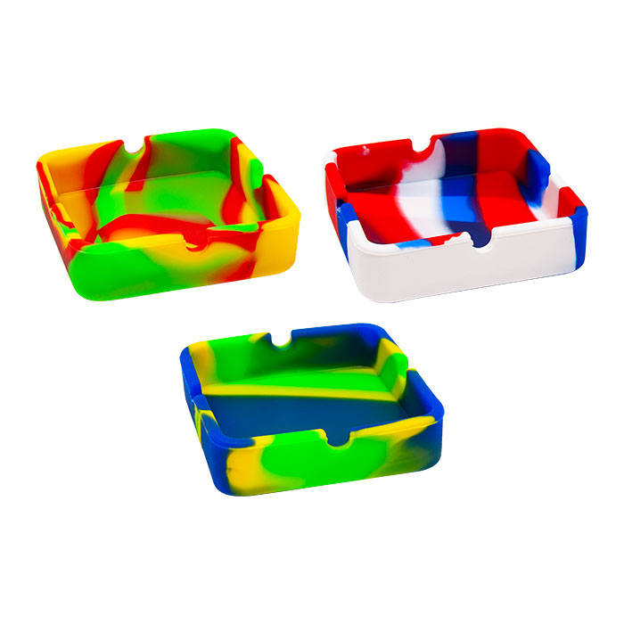 Green Square Shaped Silicone Ashtray