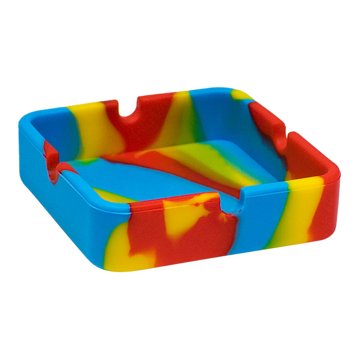 Blue Square Shaped Silicone Ashtray