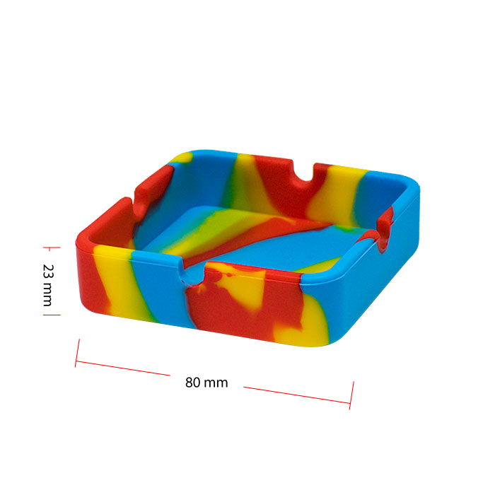 Blue Square Shaped Silicone Ashtray