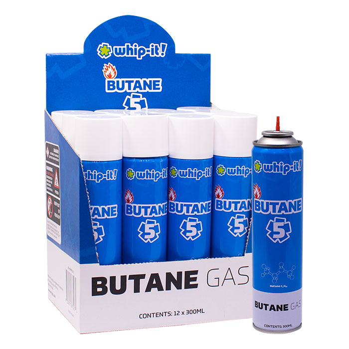 Whip-It! Butane – 5X Ultra Refined 300ml Butane for Lighters & Torches Display of 12
