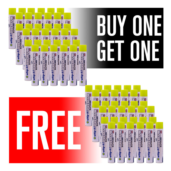 Buy One Get One Free-Whip It 420ml Premium Butane Fluid Display of 72